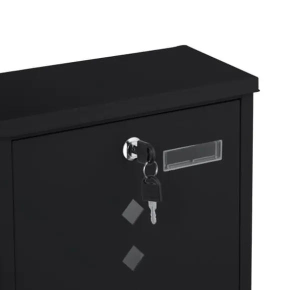 Postkasse med avisholder, 38x31x13 cm, metal