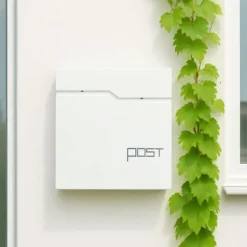 Postkasse med avisholder, 38x37x12 cm, Metal