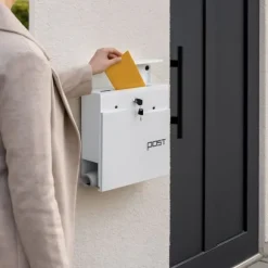 Postkasse med avisholder, 38x37x12 cm, Metal