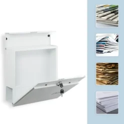 Postkasse med avisholder, 38x37x12 cm, Metal