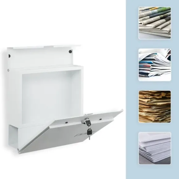 Postkasse med avisholder, 38x37x12 cm, Metal