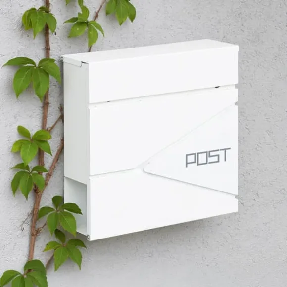 Postkasse med avisindkast, 38x37x12 cm, metal