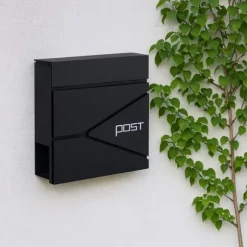 Postkasse med avisindkast, 38x37x12 cm, metal