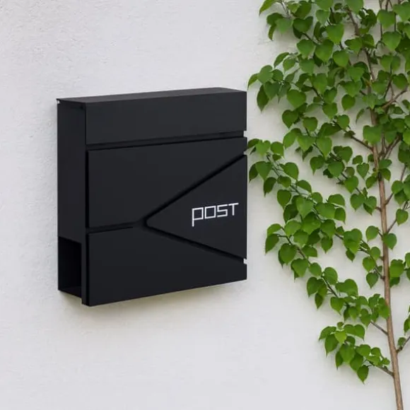 Postkasse med avisindkast, 38x37x12 cm, metal