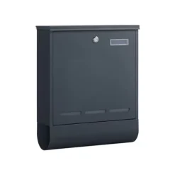 Postkasse med avisrum og navneskilt, antracit, 35 x 12 x 42,5 cm