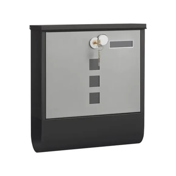 Postkasse med avisrum og navneskiltholder, 30,5 x 9,5 x 33,3 cm