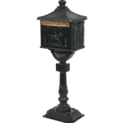 Postkasse med piedestal aluminium vintagestil rustbestandig grøn - Postkasse Med Piedestal - Postkasser Med Piedestaler - Home & Living