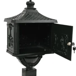 Postkasse med piedestal aluminium vintagestil rustbestandig grøn - Postkasse Med Piedestal - Postkasser Med Piedestaler - Home & Living