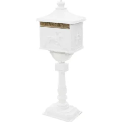 Postkasse med piedestal i vintagestil - Rustbestandig aluminium | Farve: Hvid
