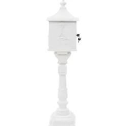 Postkasse med piedestal i vintagestil - Rustbestandig aluminium | Farve: Hvid