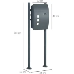 Postkasse med stativ og avisrum, 44x15x114 cm, antracit