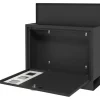 Postkasse, Metal, 36,5x11,5x29 cm, Sort