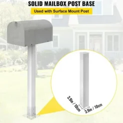 Postkasse Stander, 109,5 cm Højde, 12,5x12,5 cm Base, Hvid, Stål