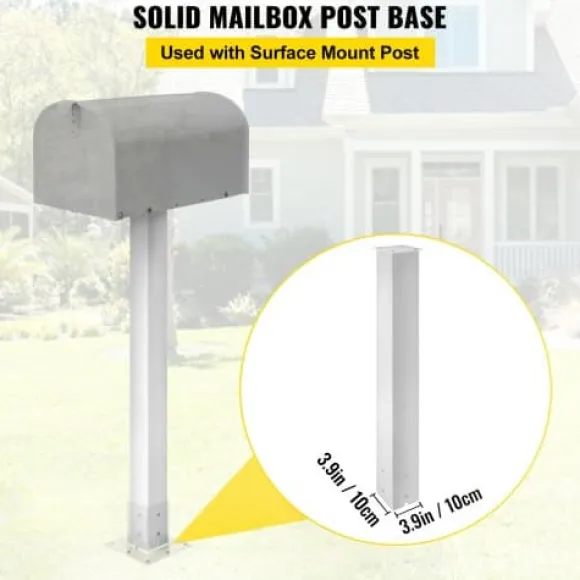 Postkasse Stander, 109,5 cm Højde, 12,5x12,5 cm Base, Hvid, Stål