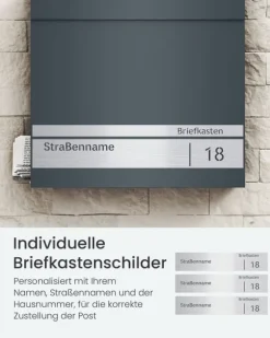 Postkasse, 10,5x37x37 cm, Antracitgrå