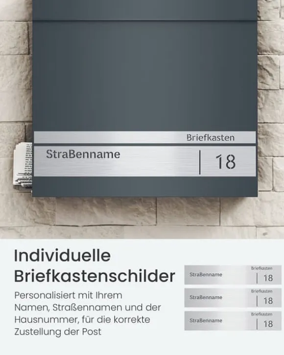 Postkasse, 10,5x37x37 cm, Antracitgrå