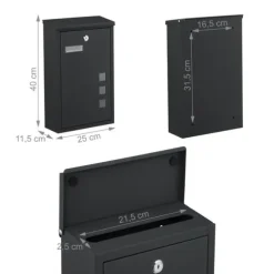 Postkasse, 40x25x11,5 cm, jern