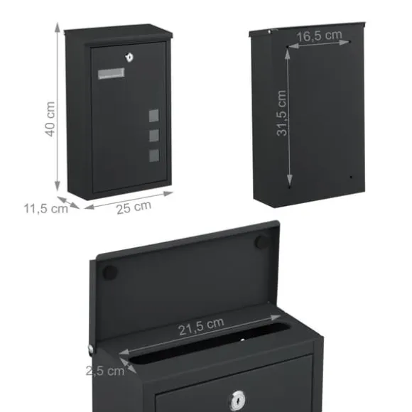 Postkasse, 40x25x11,5 cm, jern