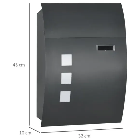 Postkasse, 32x10x45 cm, Mørkegrå