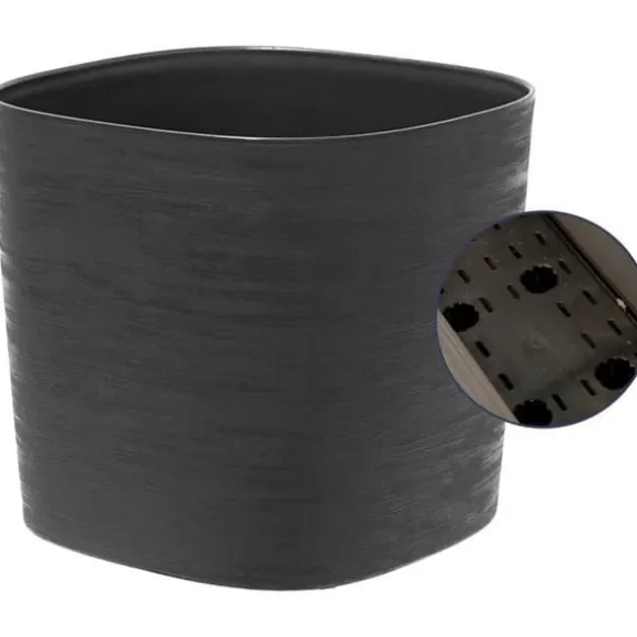 Potte med vandreserve - GARDEN ID Respect - Sort-Ant 20 x 20 cm - 100% husholdningsaffald - 100% genanvendelig - Struktureret overflade.