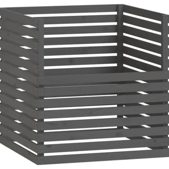 Praktisk kompostbeholder i massivt fyrretræ | Størrelse: 100x100x102 cm | Farve: Grå