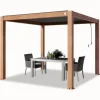 PRIMEYARD Pergola 3x3 m aluminiumsstolper i træ-look med lameltag lavet af aluminium