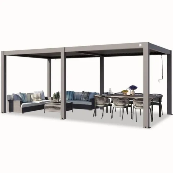 PRIMEYARD Pergola 3x6 m aluminiumsstolper med lameltag lavet af aluminium grå