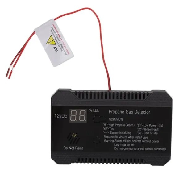 Propangasdetektor til autocampere med høj 85dB alarmlyd - UL-certificeret sensor (sort)