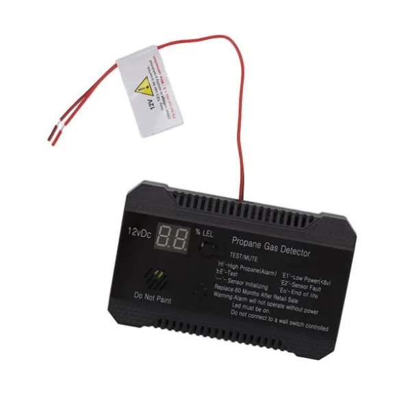 Propangasdetektor til autocampere med høj 85dB alarmlyd - UL-certificeret sensor (sort)