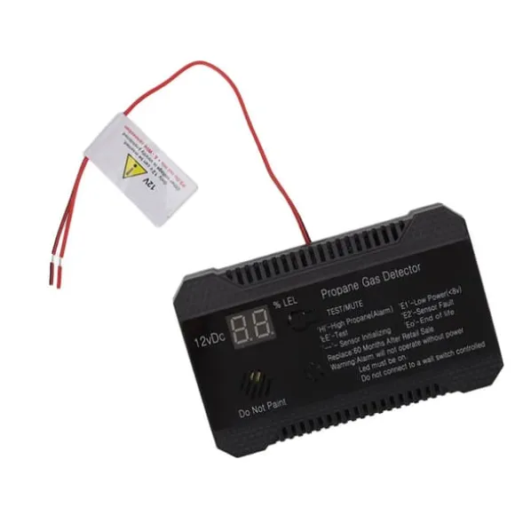 Propangasdetektor til autocampere med høj 85dB alarmlyd - UL-certificeret sensor (sort)