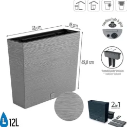 Prosperplast Blomsterkrukke 12l Furu Collection 58x18x49.8 Cm Grå