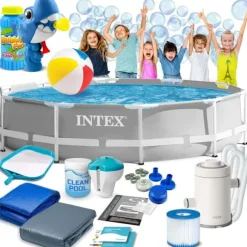 Rammehavepool 305 x 76 cm 15-i-1 INTEX 26702 + boblemaskine GRATIS