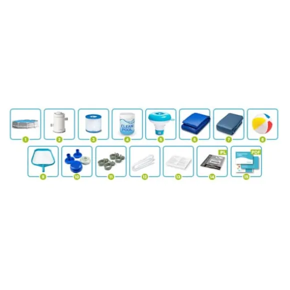 Rammehavepool 305 x 76 cm 15-i-1 INTEX 26702 + boblemaskine GRATIS