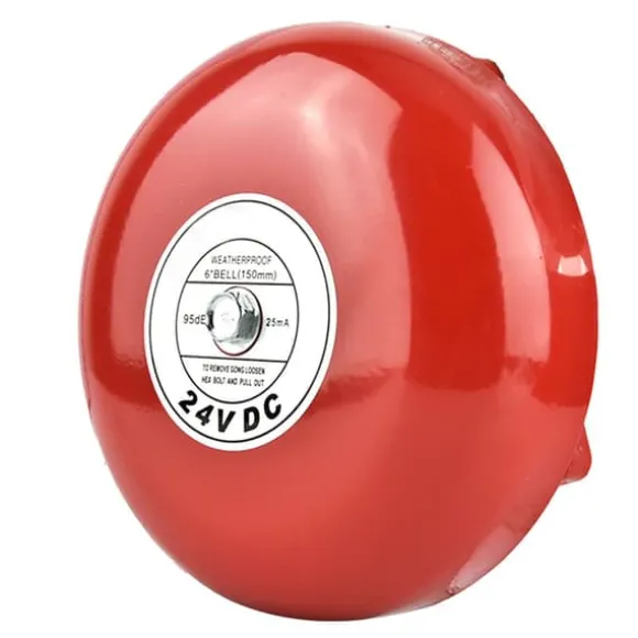 Rød 24V metal rund alarmklokke til sikkerhed og brandalarm