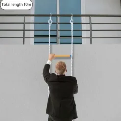 Rebstige til nødudgang - Bærbar rednings-/klatrestige - Højde 3,8 m - Maksimal belastning 100/120 kg - Sammenklappelig - Farve Blå/Hvid/Gul