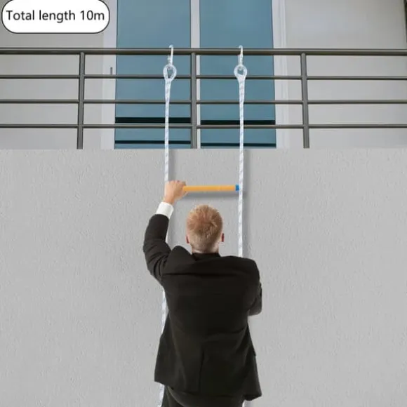 Rebstige til nødudgang - Bærbar rednings-/klatrestige - Højde 3,8 m - Maksimal belastning 100/120 kg - Sammenklappelig - Farve Blå/Hvid/Gul