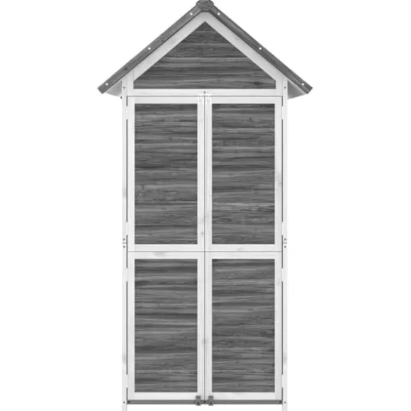 Redskabsskur til haven i massivt fyrretræ - Opbevaringsskab | Størrelse: 89x52,5x175 cm | Farve: Grå