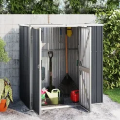 Redskabsskur til haven 161x89x161 cm galvaniseret stål antracit - Værktøjsskur - Værktøjsskure - Home & Living