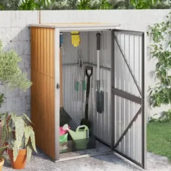 Redskabsskur til haven 88x89x161 cm galvaniseret stål brun - Værktøjsskur - Værktøjsskure - Home & Living
