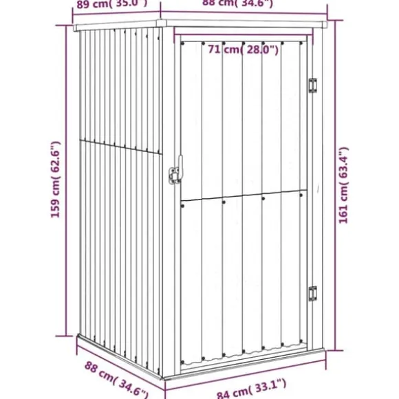Redskabsskur til haven 88x89x161 cm galvaniseret stål brun - Værktøjsskur - Værktøjsskure - Home & Living