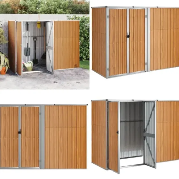 Redskabsskur til haven 225x89x161 cm galvaniseret stål brun - Værktøjsskur - Værktøjsskure - Home & Living