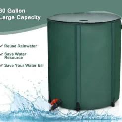 Regnvandstønde, 60 gallon bærbar sammenklappelig regnvandstønde, 24x32,5, grøn