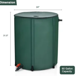 Regnvandstønde, 60 gallon bærbar sammenklappelig regnvandstønde, 24x32,5, grøn