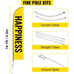 Reklameflagstang: 10 x fjerflag, 16 fod vindstille sæt med jordspyd, inkl. 6 Swooper-flag - perfekt til butiksskiltning!