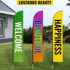 Reklameflagstang: 10 x fjerflag, 16 fod vindstille sæt med jordspyd, inkl. 6 Swooper-flag - perfekt til butiksskiltning!