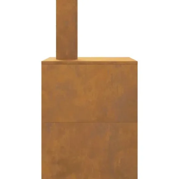 Rektangulær bålsted i stål - Pulverlakeret design | Størrelse: 80x50x96 cm | Farve: Brun