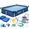 Rektangulær rammepool 221x150x43 cm 16-i-1 Bestway 56401N