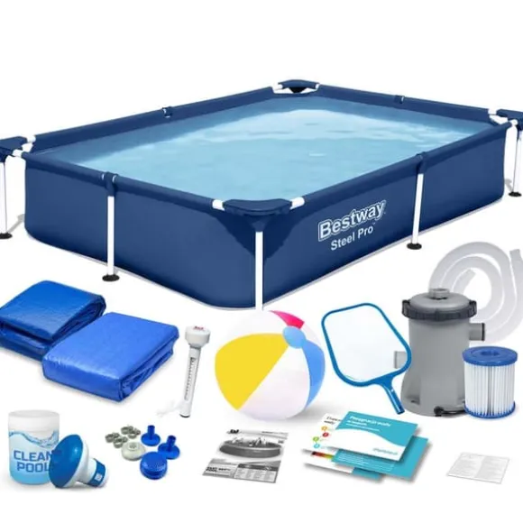 Rektangulær rammepool 221x150x43 cm 16-i-1 Bestway 56401N