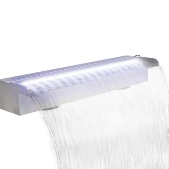Rektangulær vandfaldsfontæne med LED-lys rustfrit stål 60 cm - Fontæne Til Pool - Fontæner Til Pools - Home & Living