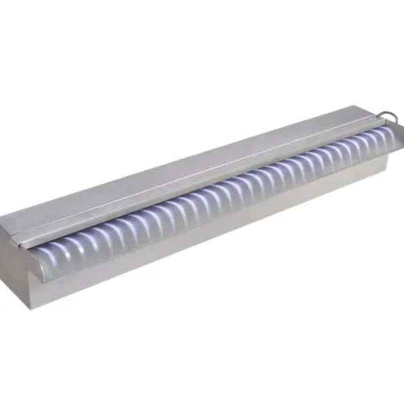 Rektangulær vandfaldsfontæne med LED-lys rustfrit stål 60 cm - Fontæne Til Pool - Fontæner Til Pools - Home & Living